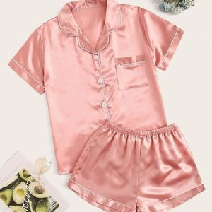 SHEIN Pink Satin Pajama Set Size S